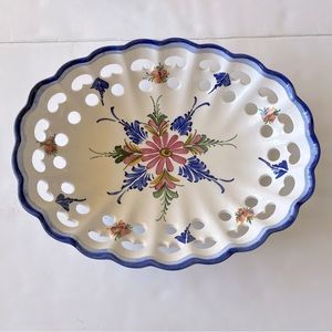RCCL Vintage Hand-Painted Reticulated Portuguese Oval Fruit Bowl